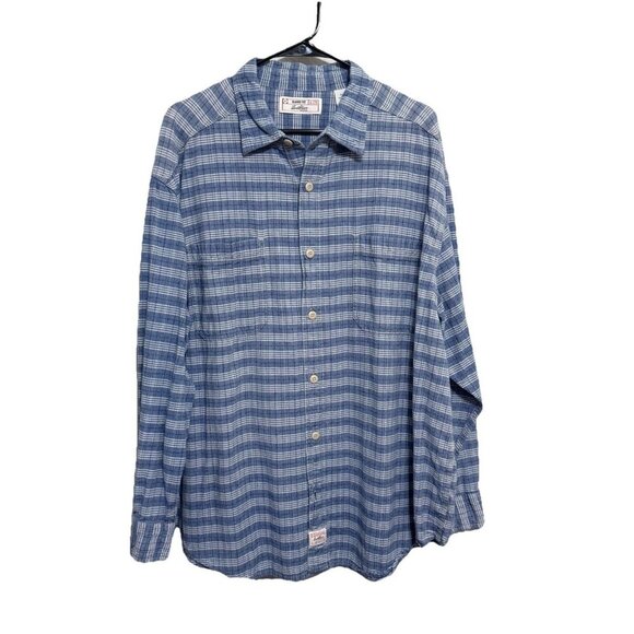 Levi Strauss Mens Blue Plaid Long Sleeve Button Down Classic Fit Shirt - Picture 2 of 6